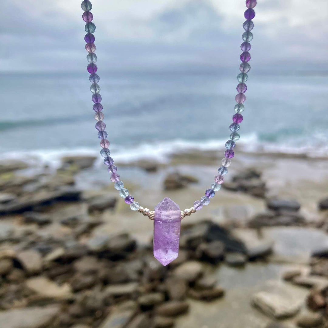 Rainbow Fluorite & Ametrine Pendant Necklace