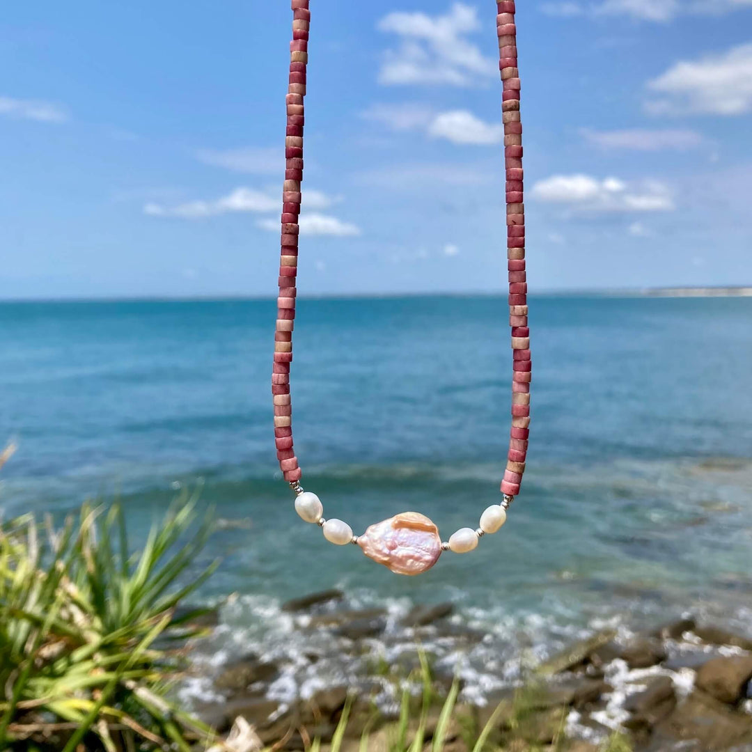 Rhodonite & Pearl One Of A Kind Necklace