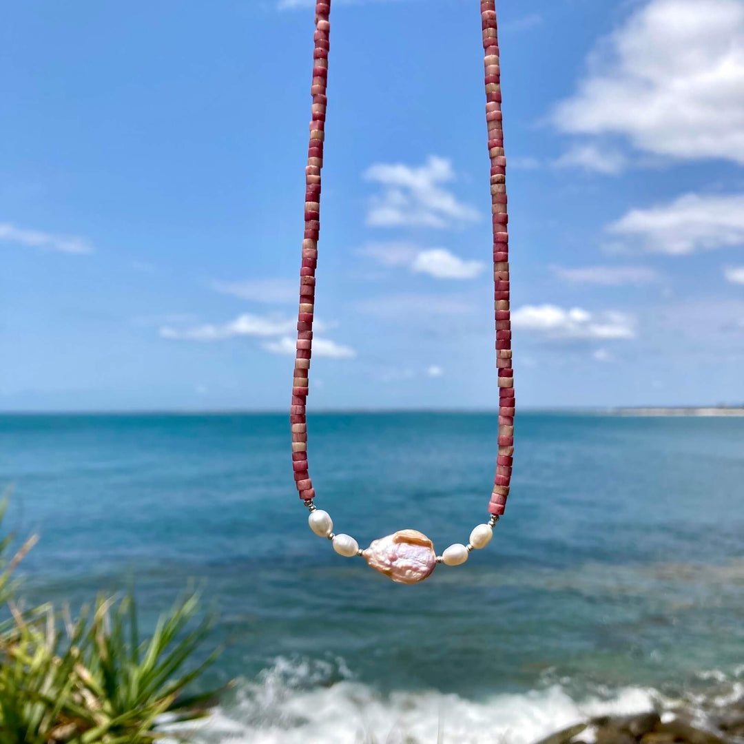 Rhodonite & Pearl One Of A Kind Necklace