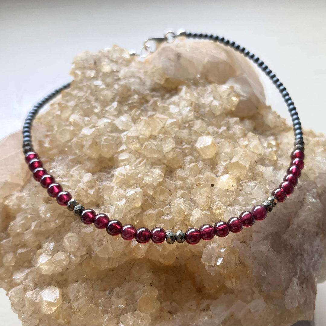 Garnet & Pyrite Anklet