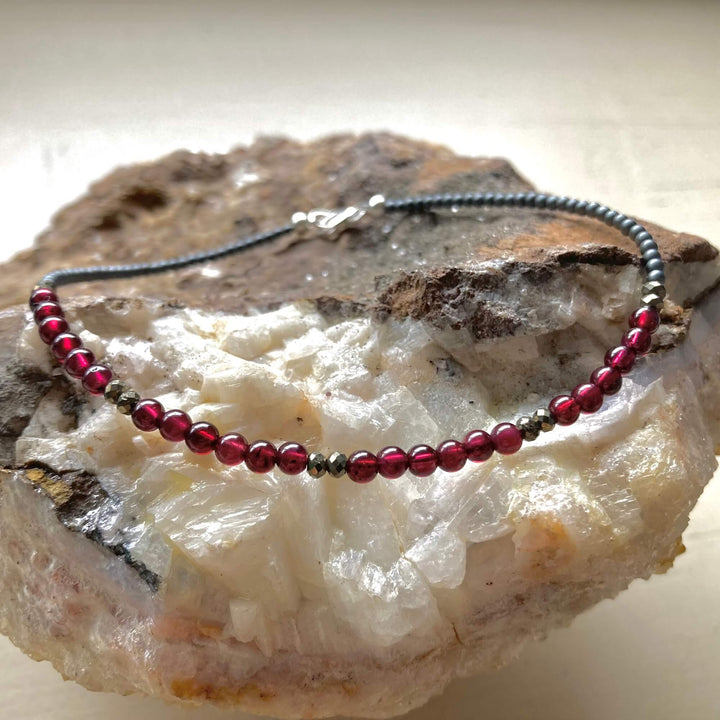 Garnet & Pyrite Anklet