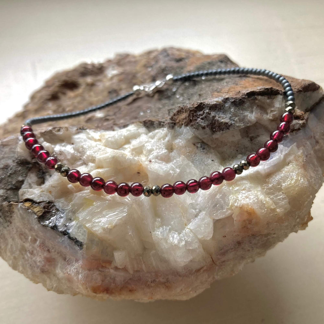 Garnet & Pyrite Anklet