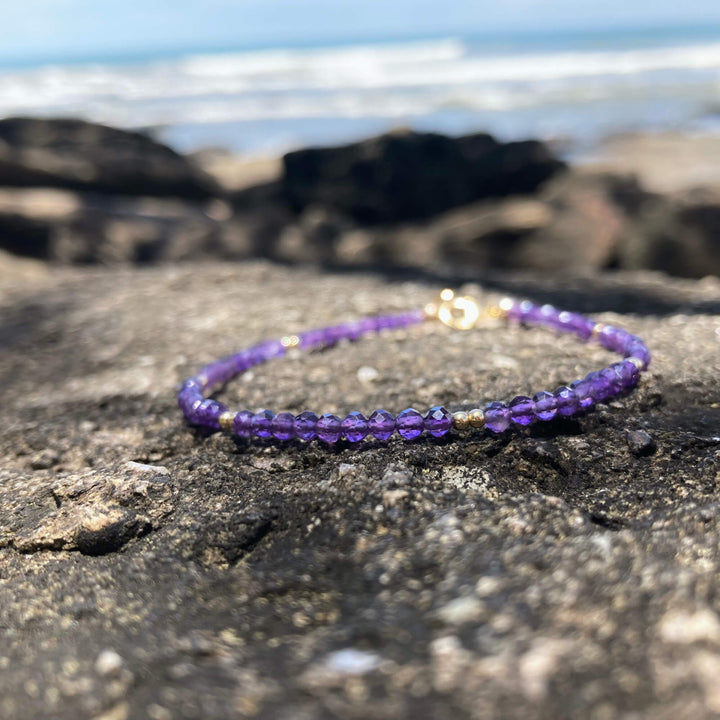 Amethyst & Gold anklet