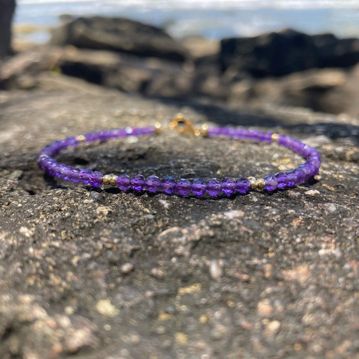 Amethyst & Gold crystal  anklet