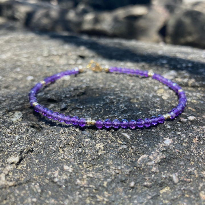 Amethyst & Gold healing crystal anklet