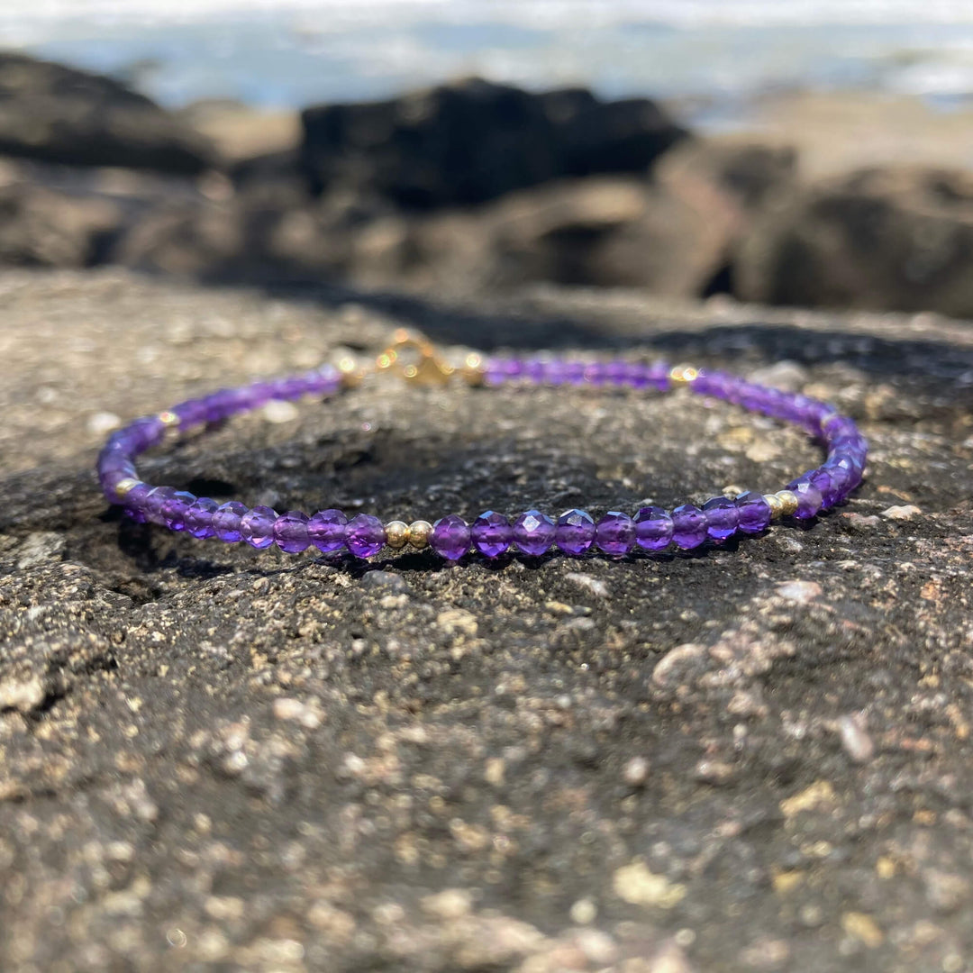 Amethyst & Gold ladies anklet
