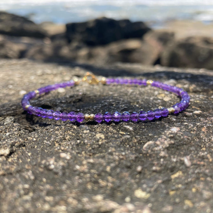 Amethyst & Gold ladies anklet