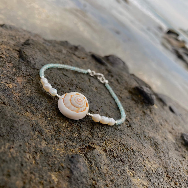 Apatite, Pearl & Shell Anklet ofr ladies