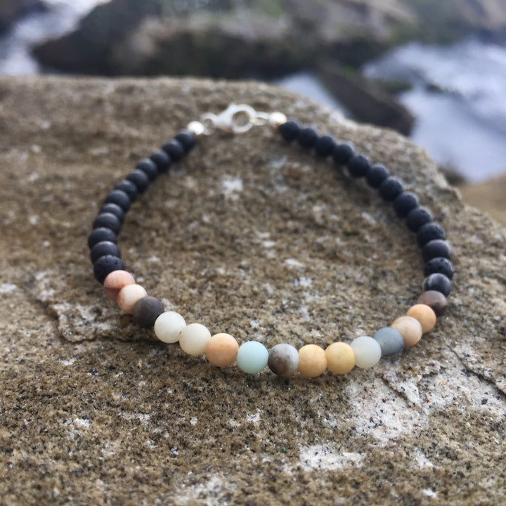 Empowerment For Men Amazonite & Sunstone lava stone bracelet