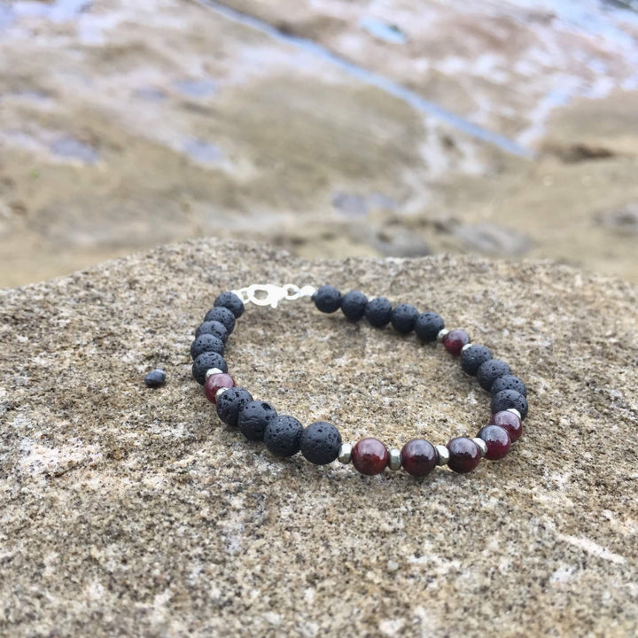 Garnet and Pyrite diffuser bracelet