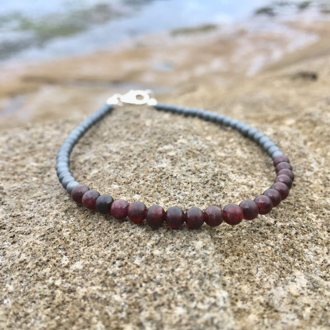 Garnet bracelet for men