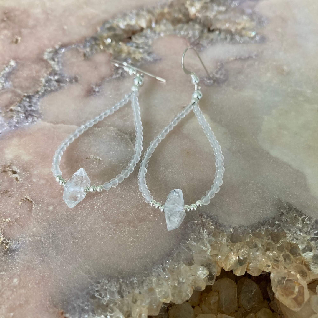 Herkimer diamond april birthstone ladies earrings