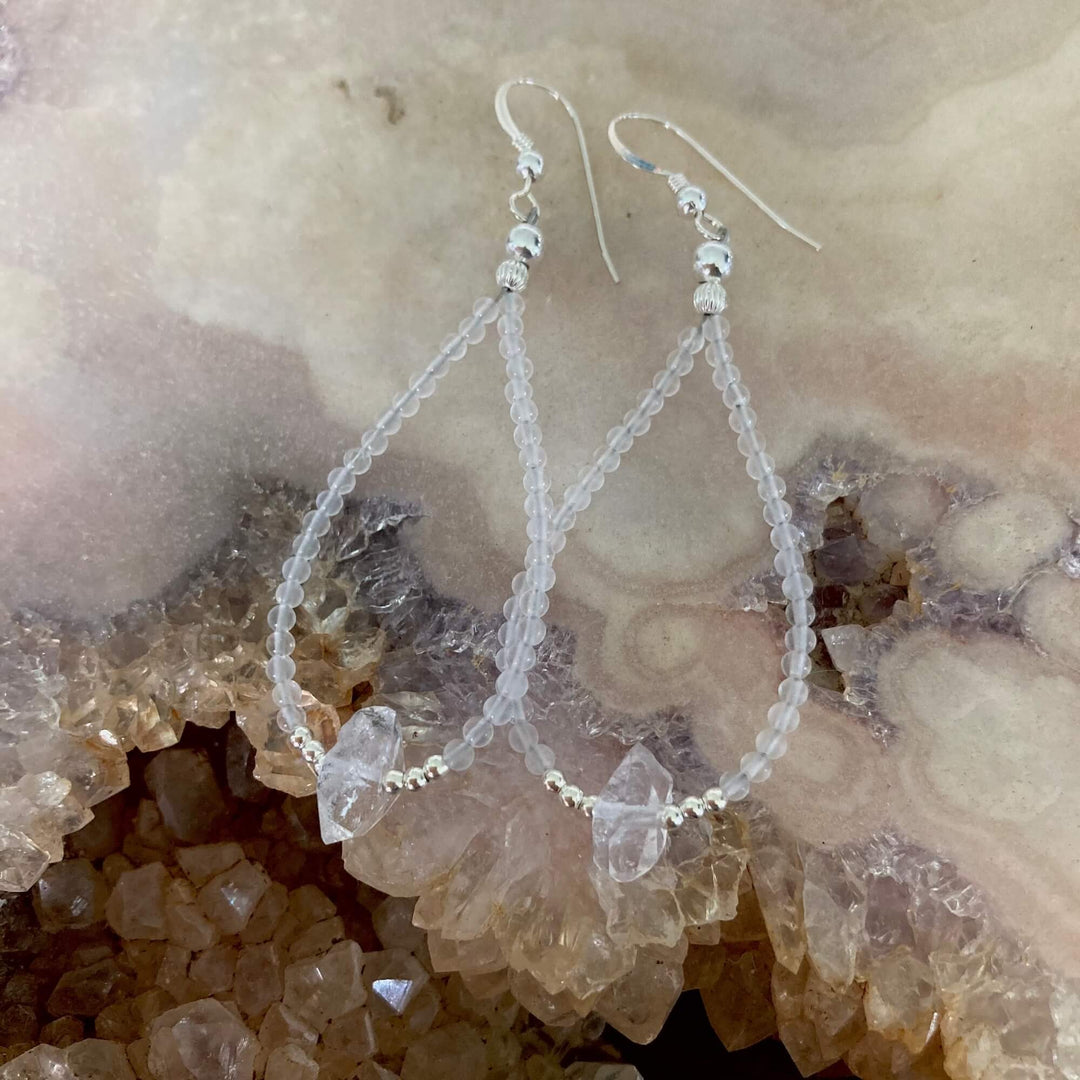 Herkimer diamond april birthstone earrings for healing