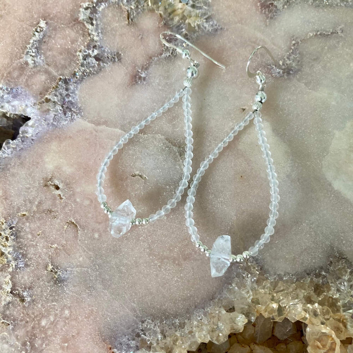 Herkimer diamond april birthstone earrings