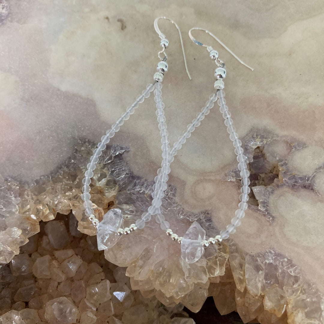 Herkimer diamond april birthstone earrings for healing