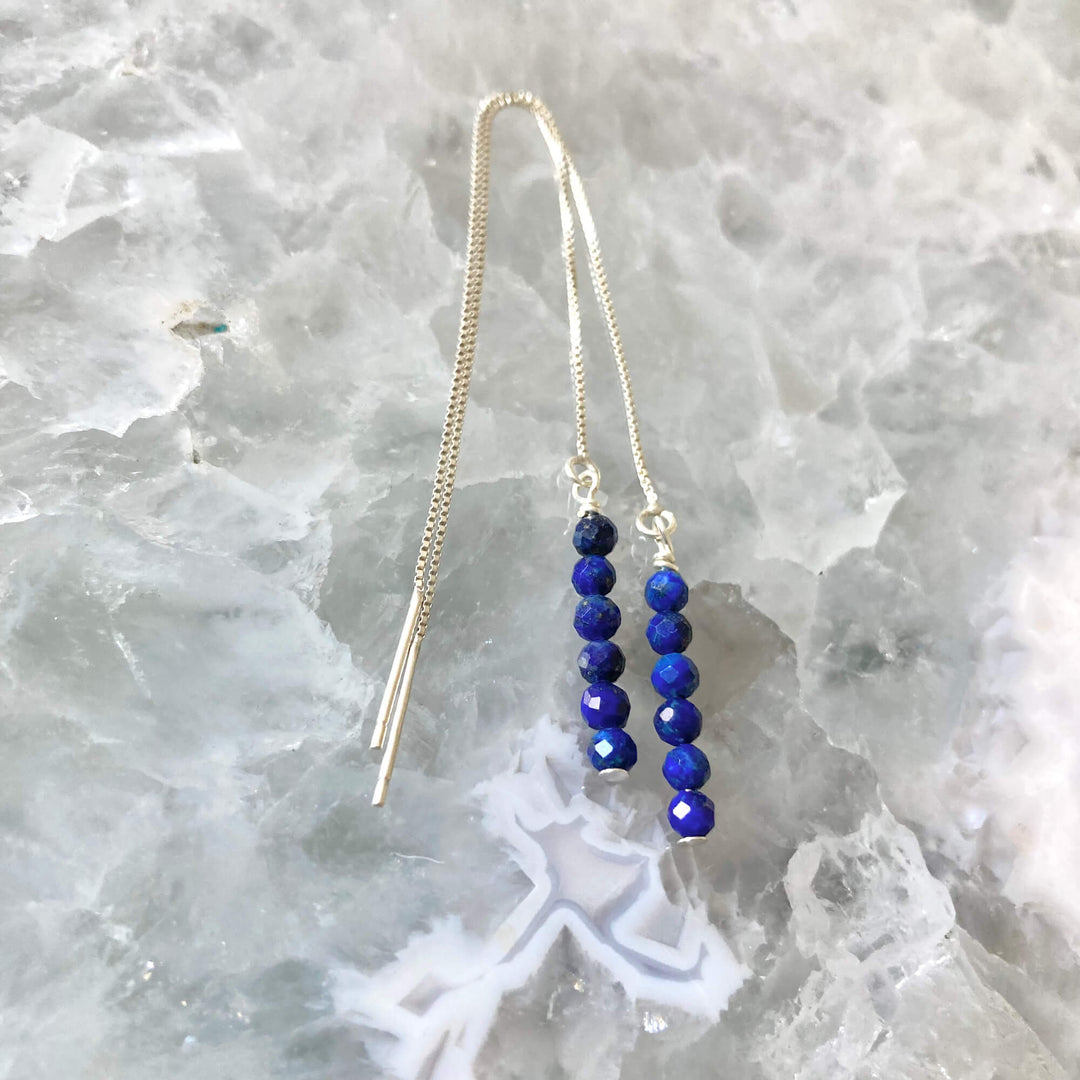 Lapis Lazuli Crystal Thread Earrings