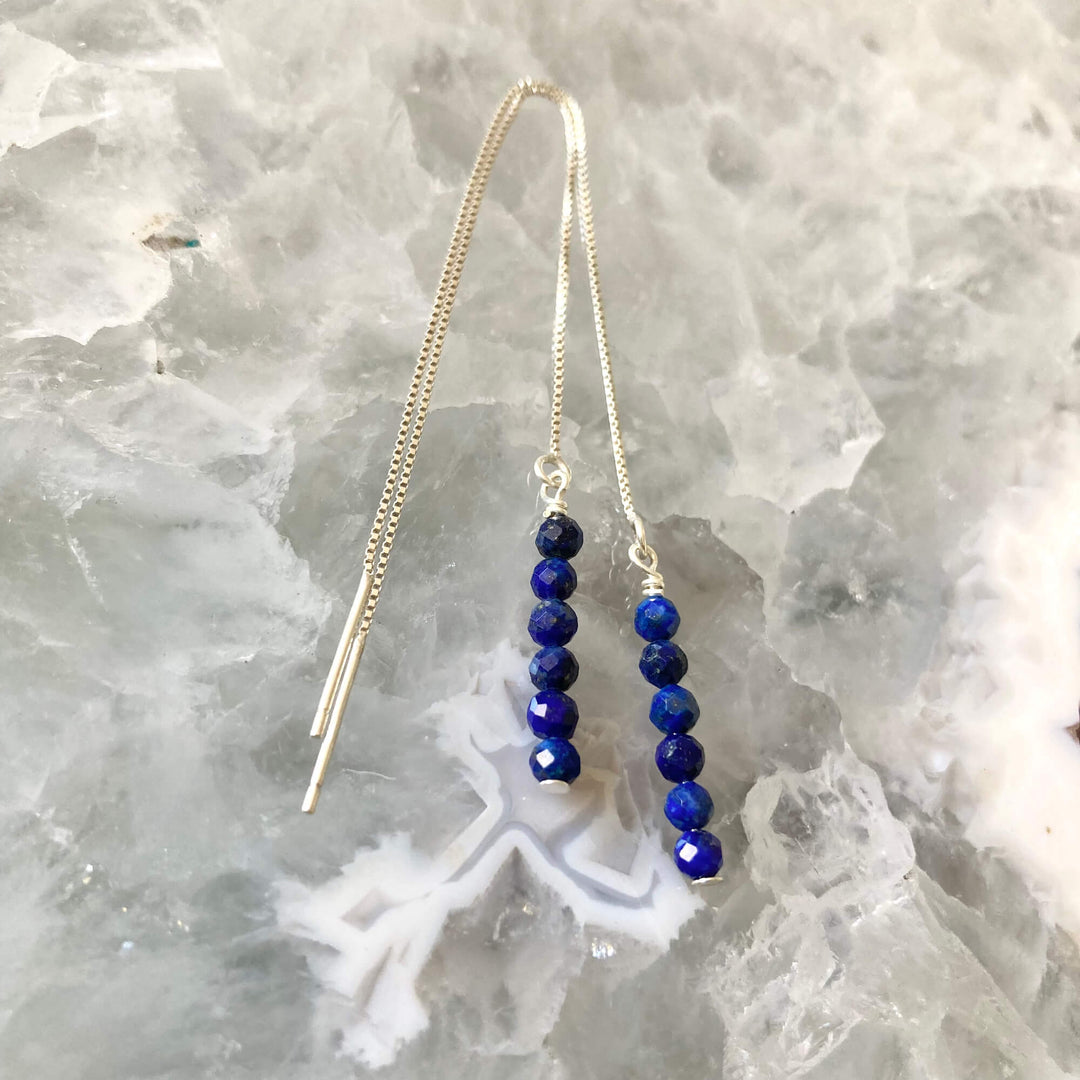 Lapis Lazuli Thread Earrings for ladies