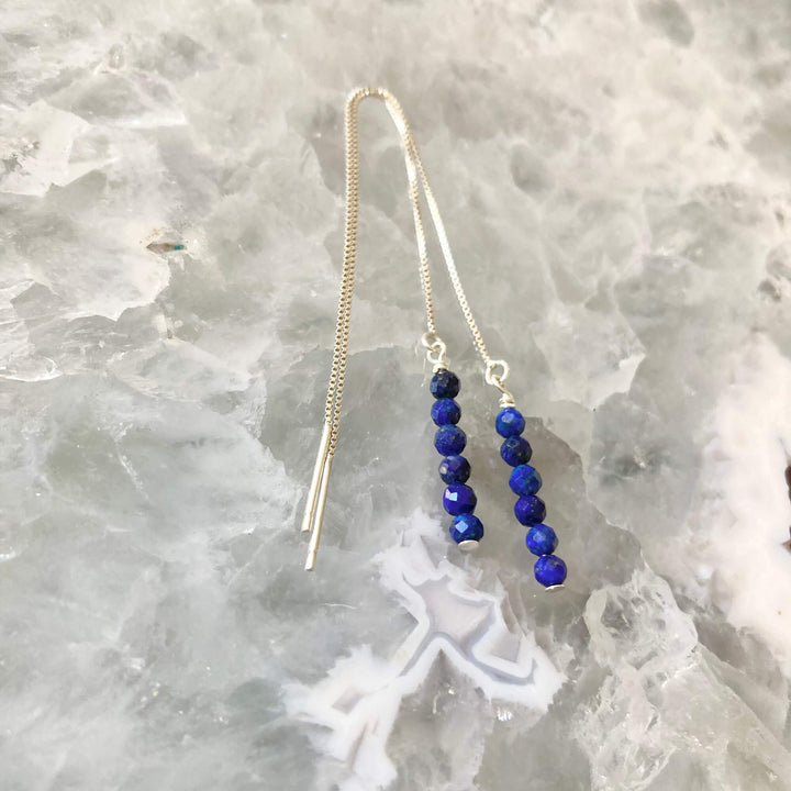 Lapis Lazuli Thread Earrings for women