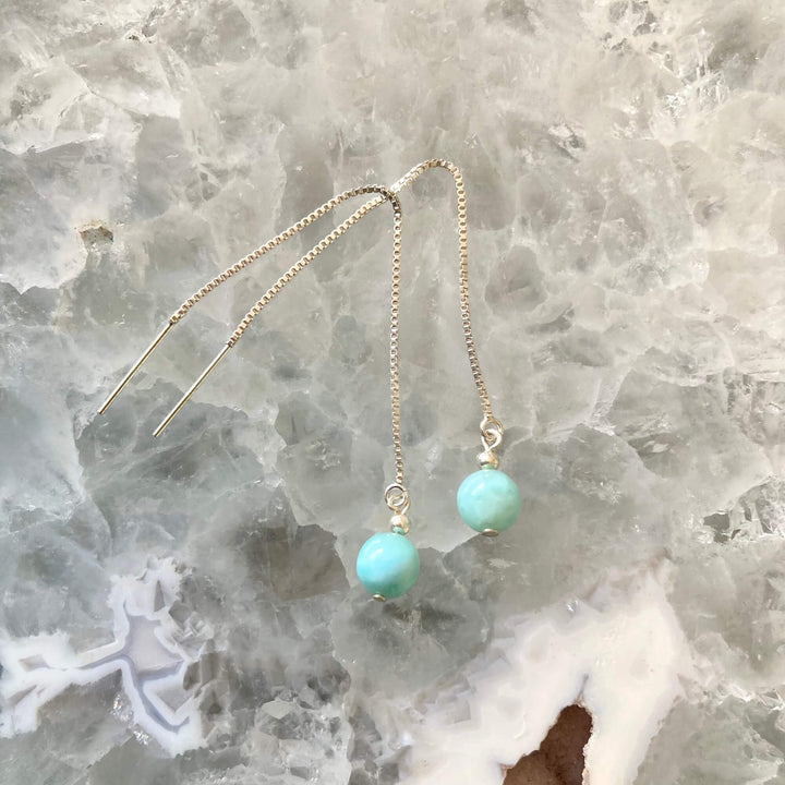 Larimar Thread Healing Earrings