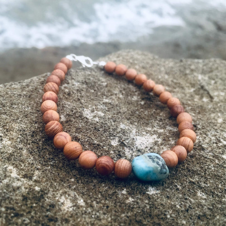 Larimar & Natural wood Bracelet