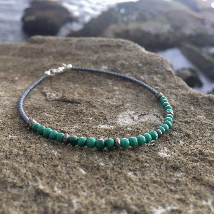 Malachite & Pyrite manifestation healing anklet
