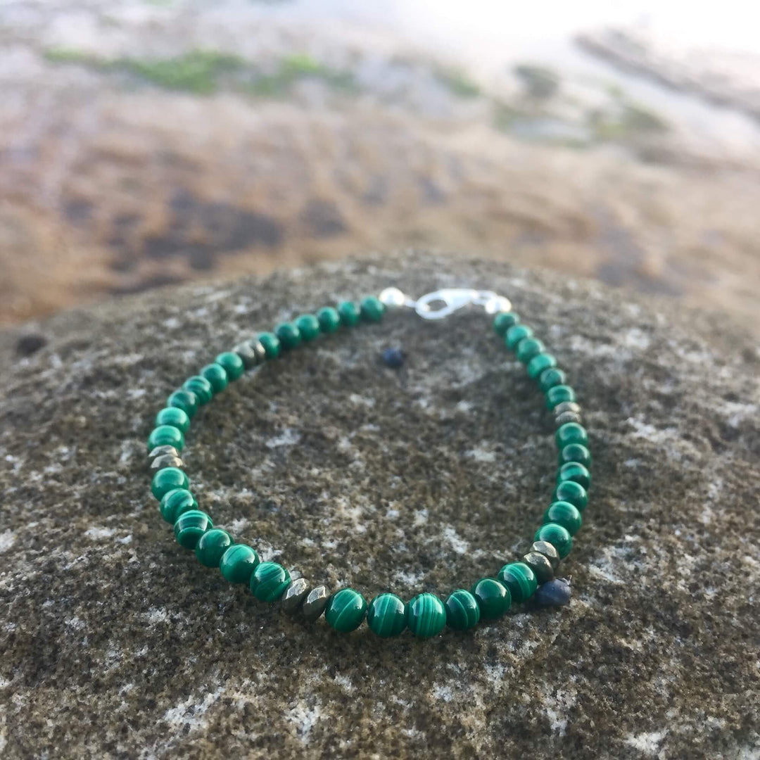 Malachite and pyrite ladies healing bracelet