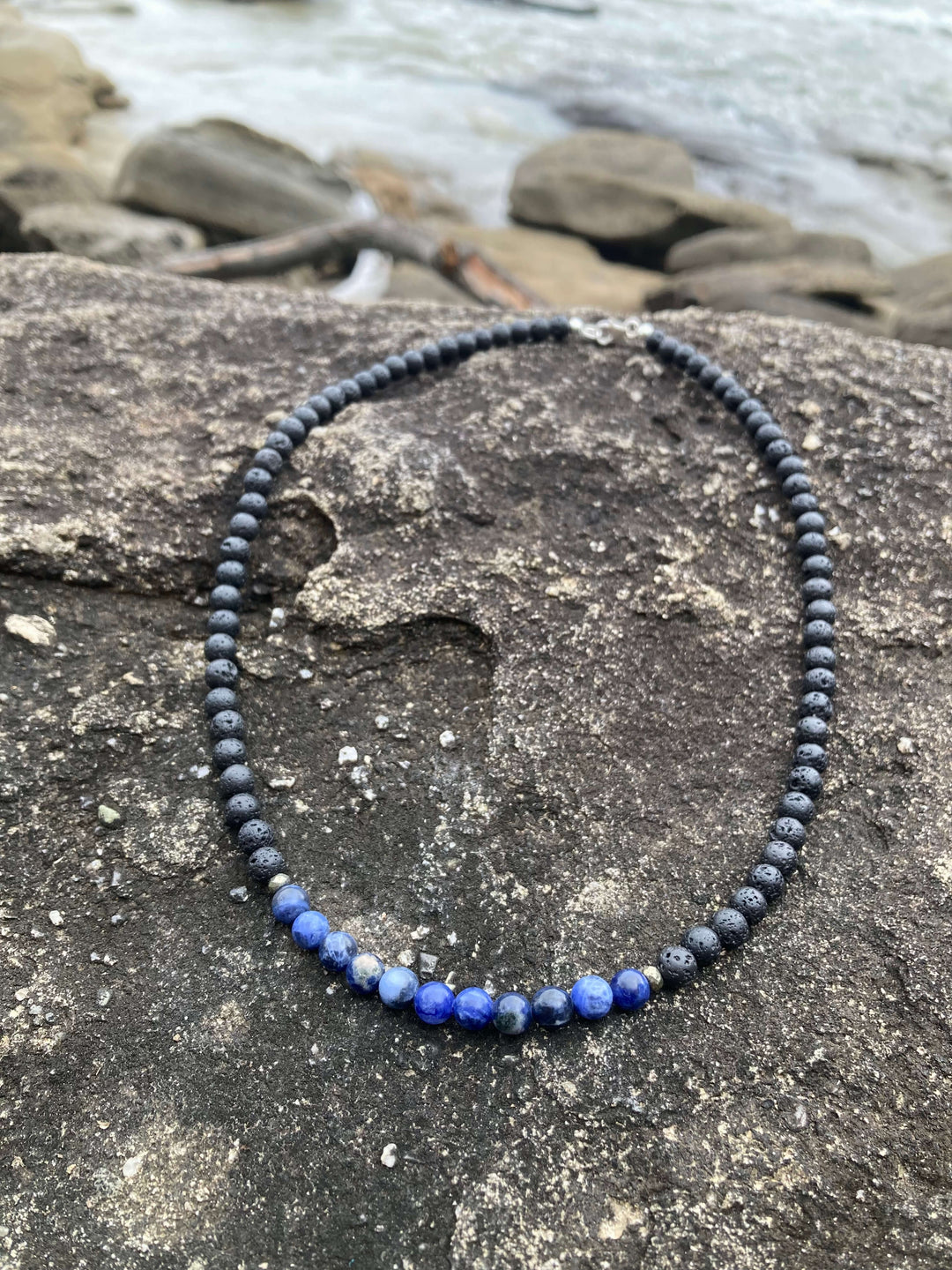 Mens Necklace for Focus with sodalite