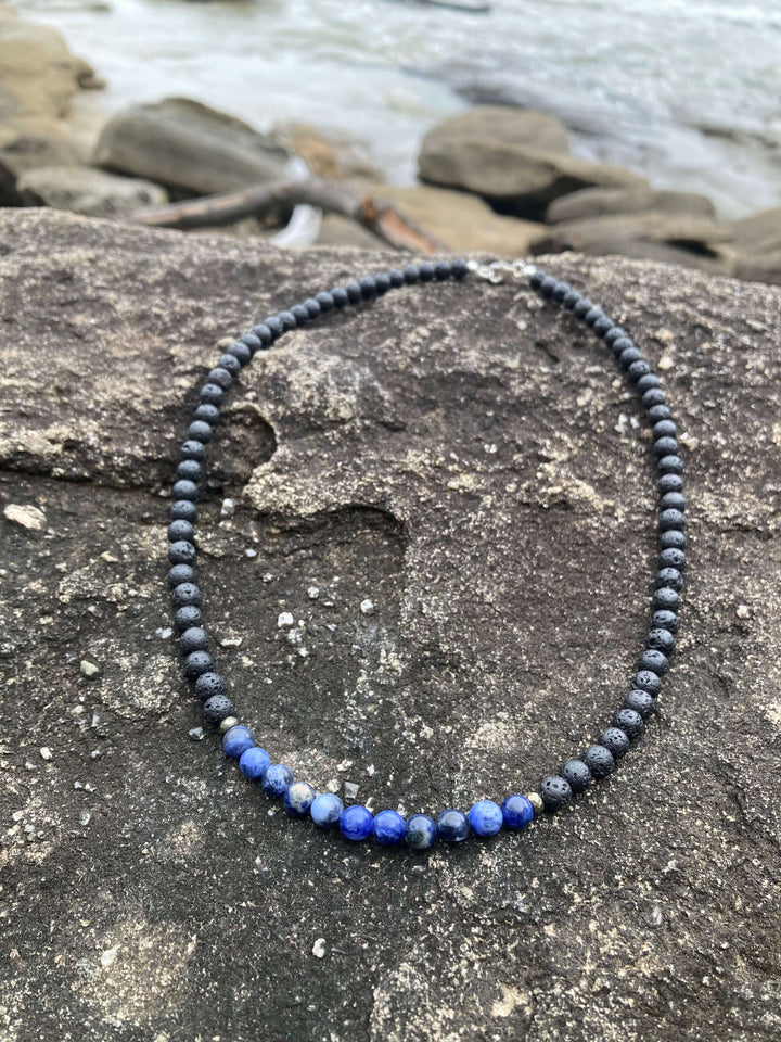 Mens Necklace for Focus with sodalite