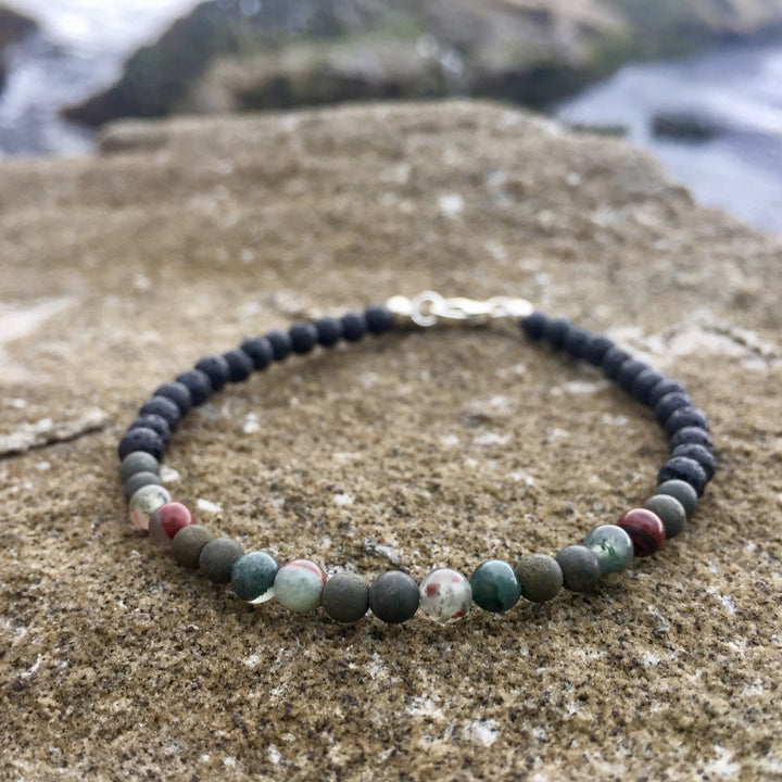 Mens bloodstone & Pyrite diffuser bracelet