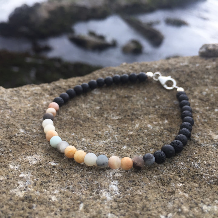 Mens lava stone bracelet for Positivity & Emotional Balance