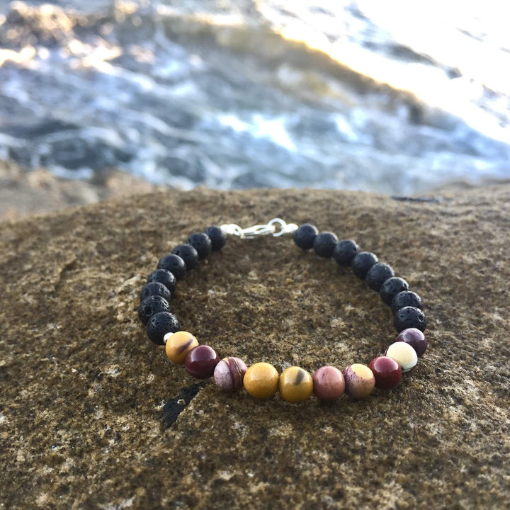 Mookaite & Lava Rock Essential Oil Diffuser Bracelet Handmade with Aloha by House of Aloha Central Coast NSW Australia
