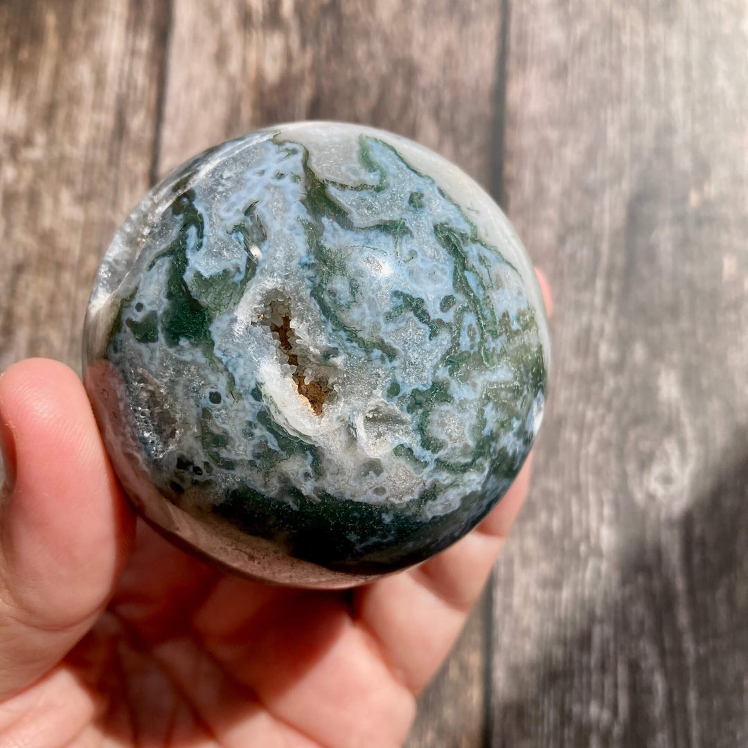 Moss Green Agate Sphere10