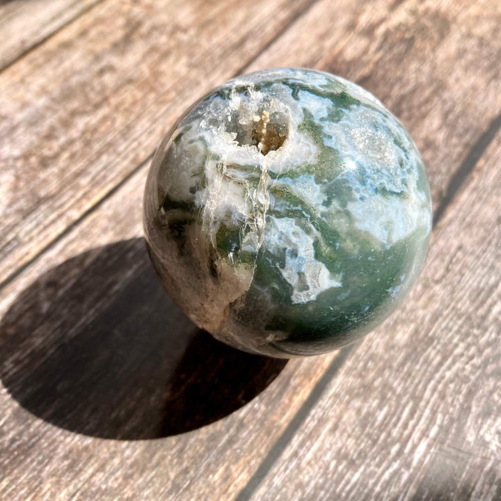 Moss Green Agate Sphere2