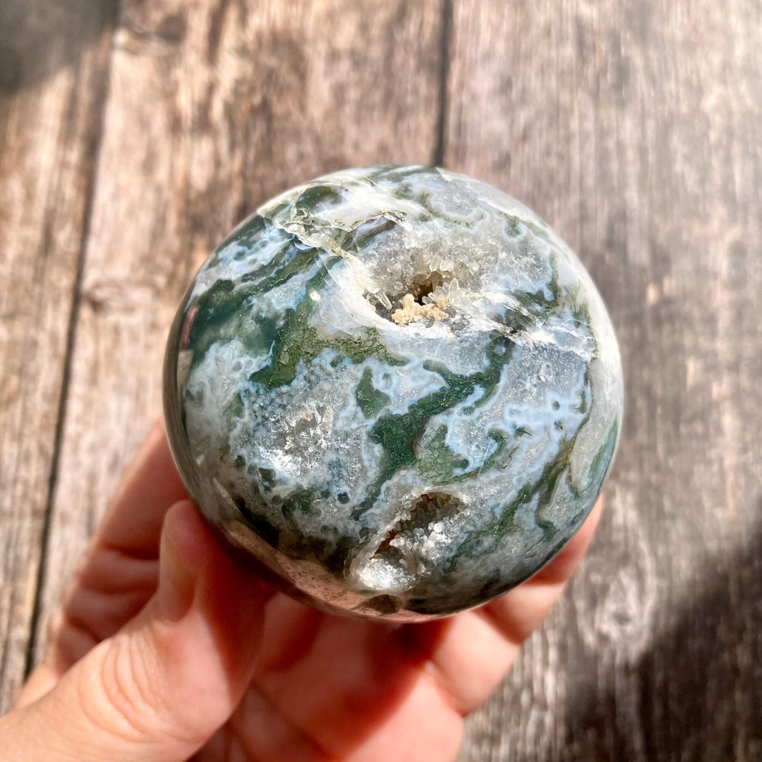 Moss Green Agate Sphere4