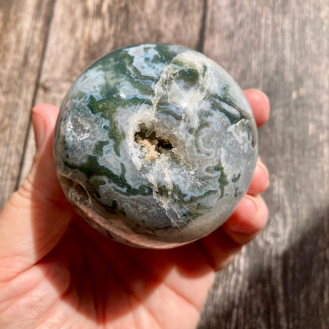 Moss Green Agate Sphere5