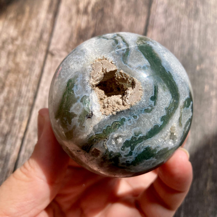 Moss Green Agate Sphere6