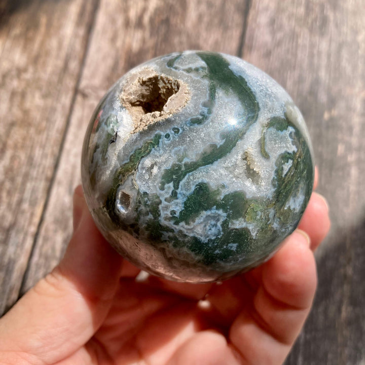 Moss Green Agate Sphere7