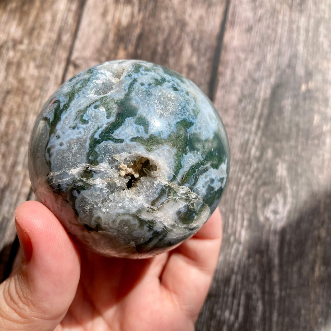 Moss Green Agate Sphere9