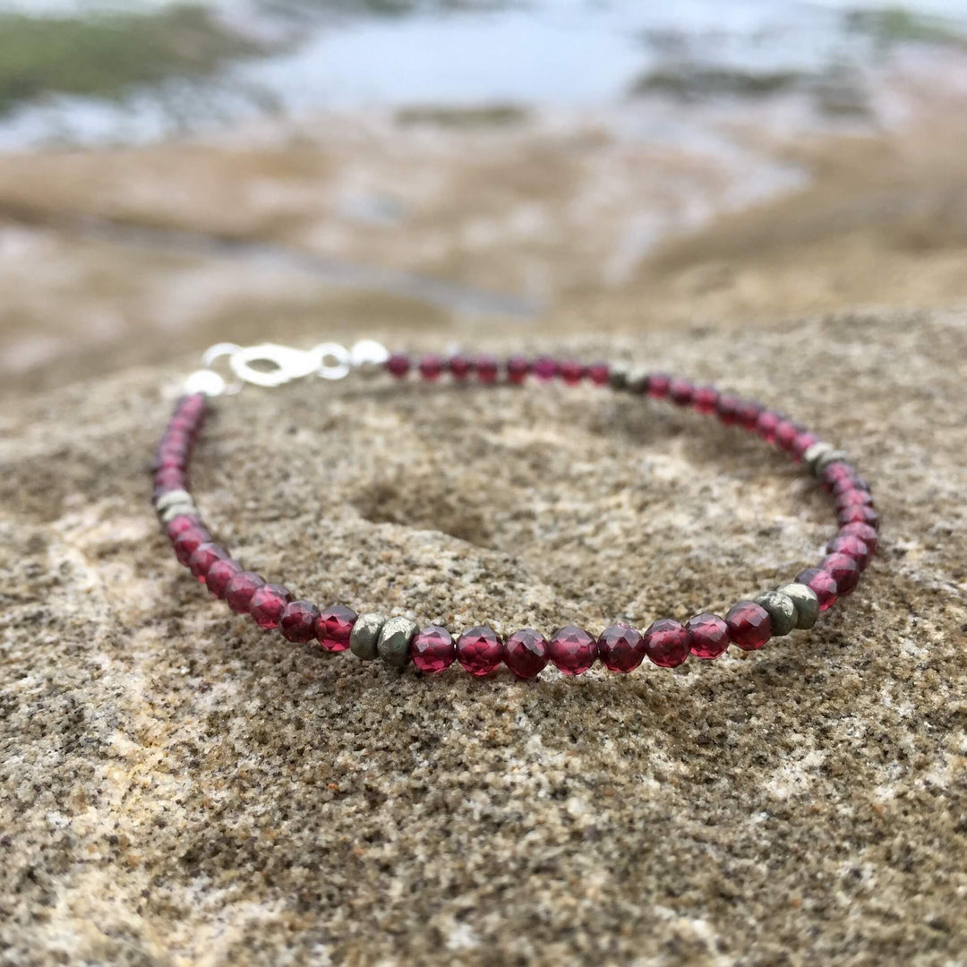 ladies Garnet and Pyrite Bracelet