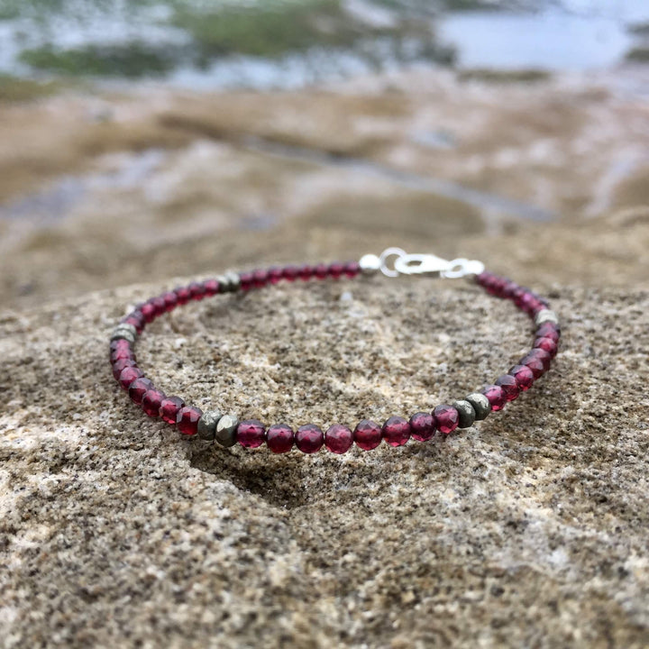 ladies Garnet and Pyrite Bracelet for january birthstone