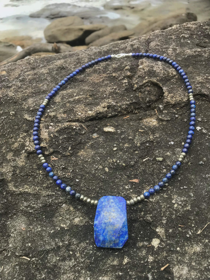 Lapis Lazuli & Pyrite Pendant Necklace