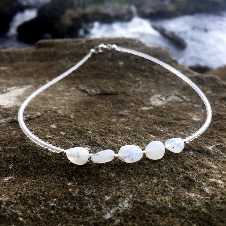 moonchild childrens moonstone and clear quartz necklace
