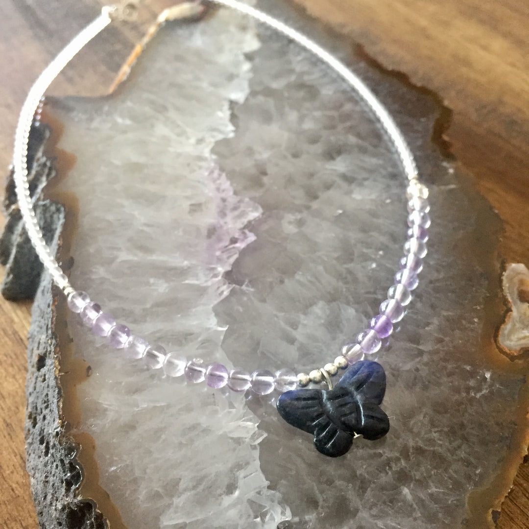 the butterfly childrens ametrien and sodalite necklace