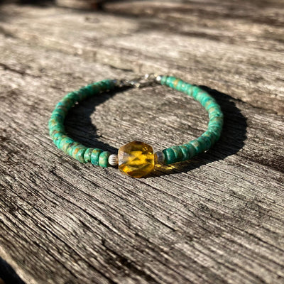 African Turquoise & Amber Bracelet