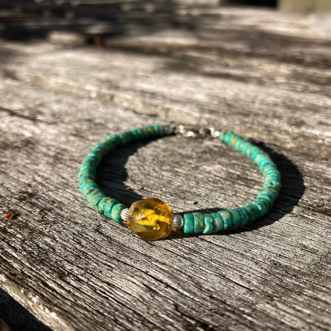 African Turquoise & Amber Bracelet