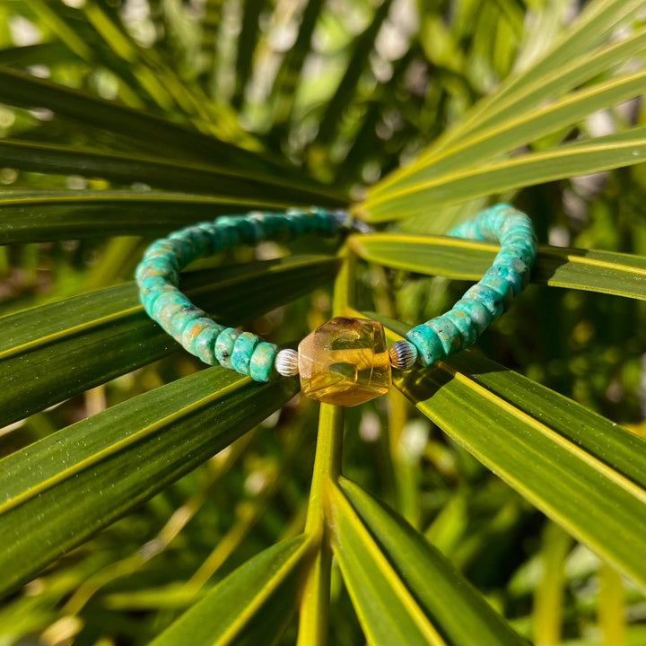 African Turquoise & Amber Bracelet