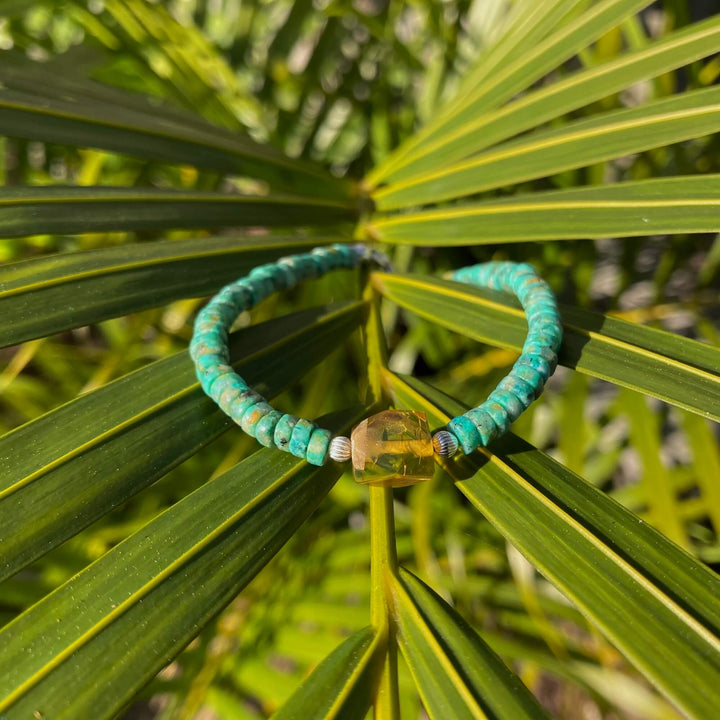 African Turquoise & Amber Bracelet