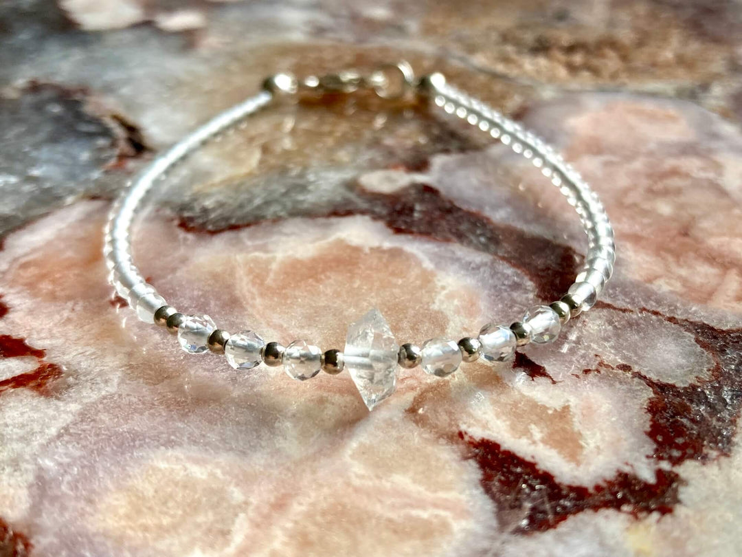 April birthstone Herkimer diamond bracelet