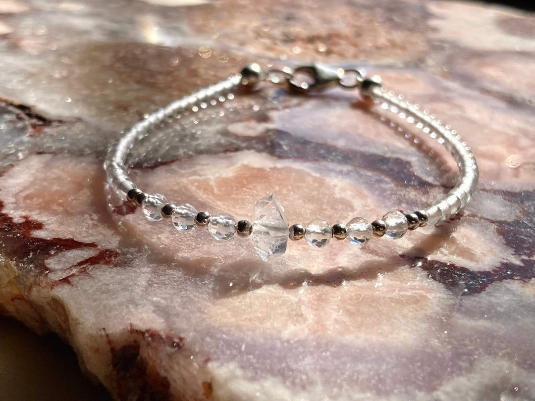 April birthstone healing herkimer bracelet