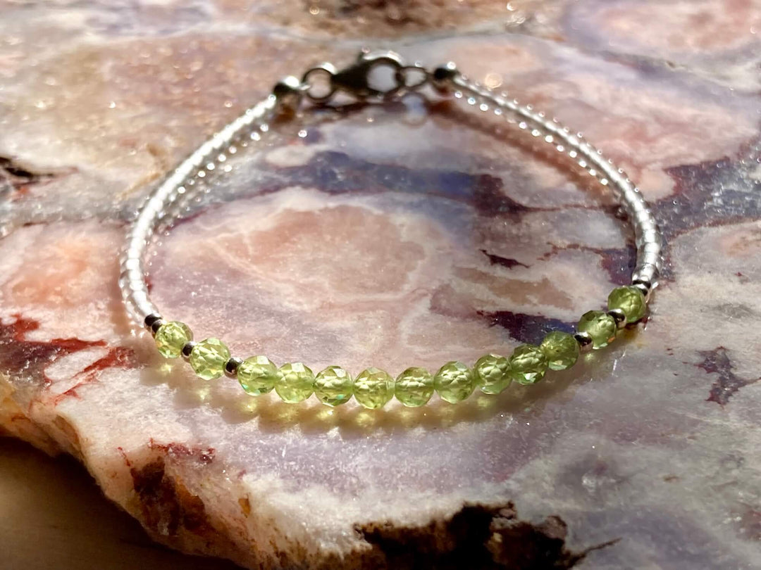 August birthstone crystal peridot bracelet